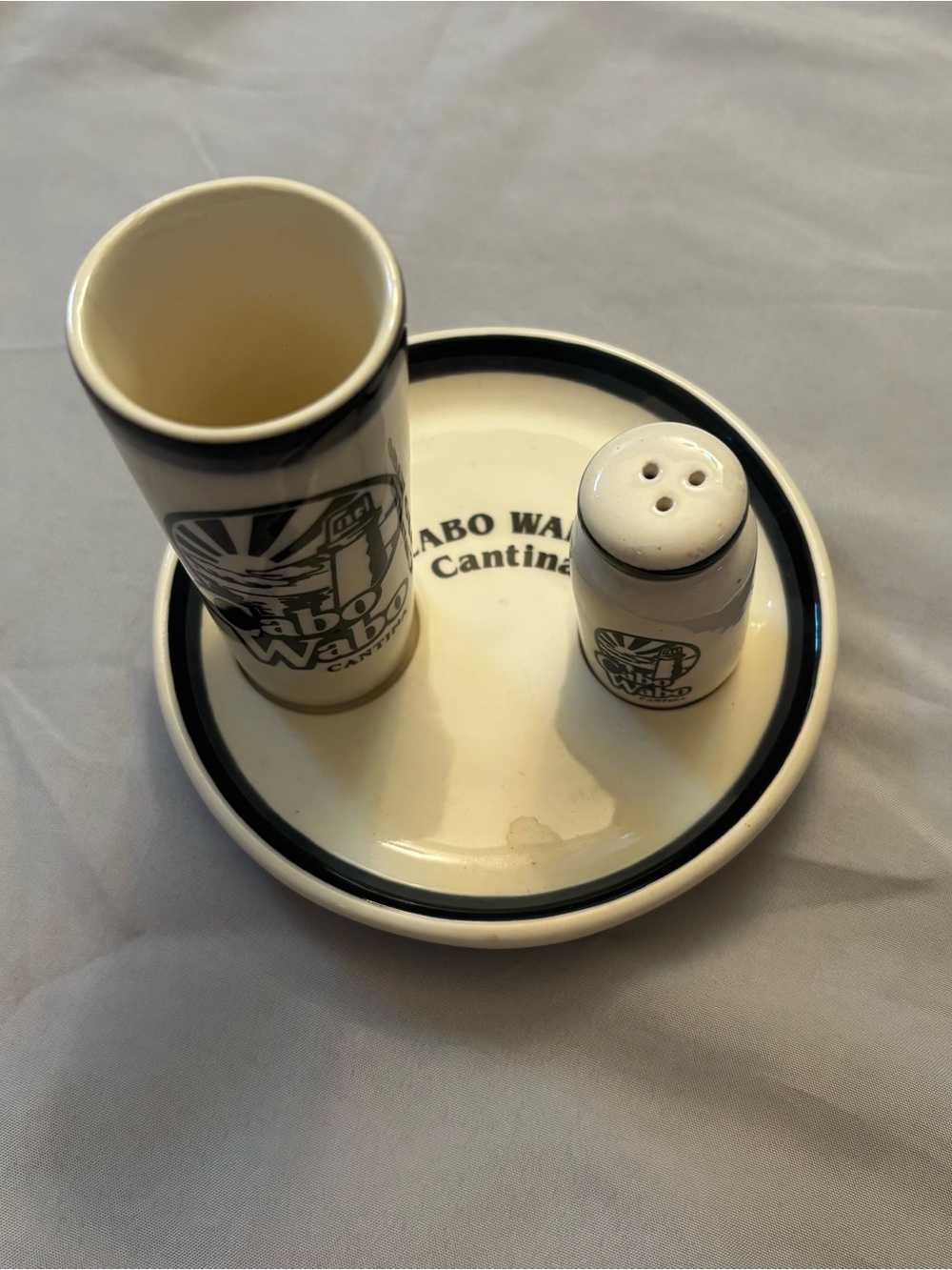 Cabo Wabo Cantina Shot Glass Shaker Plate Set Vintage Black Sammy Hagar 3 Pc